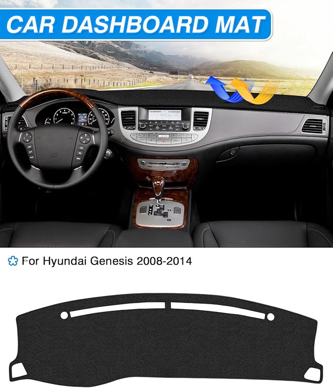 CARTIST Dash Cover Compatible with Genesis 2008-2014 Sedan 4 Door Dashboard Cover Mat Non-Slip Carpet Sunshield Glare UV Rays Protector