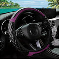 Car Steering Wheel Cover, 14.5-15inch Leather Anti-Slip Car Wheel Cover Protector, Safety Comfortable Desgin, Universal Auto Steering Wheels Accessories for Cars Truck SUV (Purple)