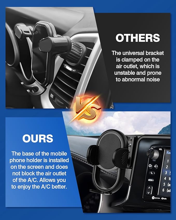 Autorder Car Phone Holder for 2021-2024 Toyota Venza XU80 LE XLE Accessories Phone Mount 8" Screen Cell Phone Automobile Cradles Hands-Free 360 Degree Rotation(Not for 12.3'' Screen)