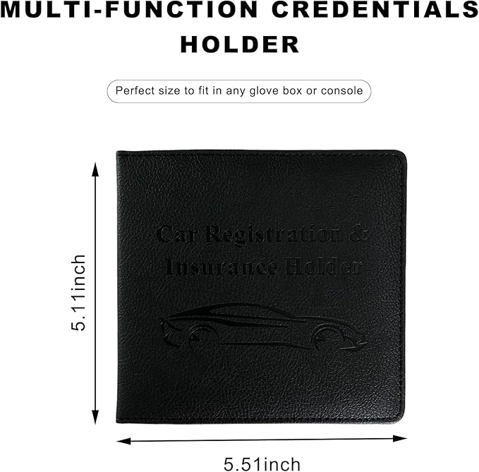 Car Registration and Insurance Holder, Waterproof Auto Glove Box Document Organizer with Magnetic Closure, Leather Car Document Wallet Case for ID Cards Driver License Paperwork (Black)