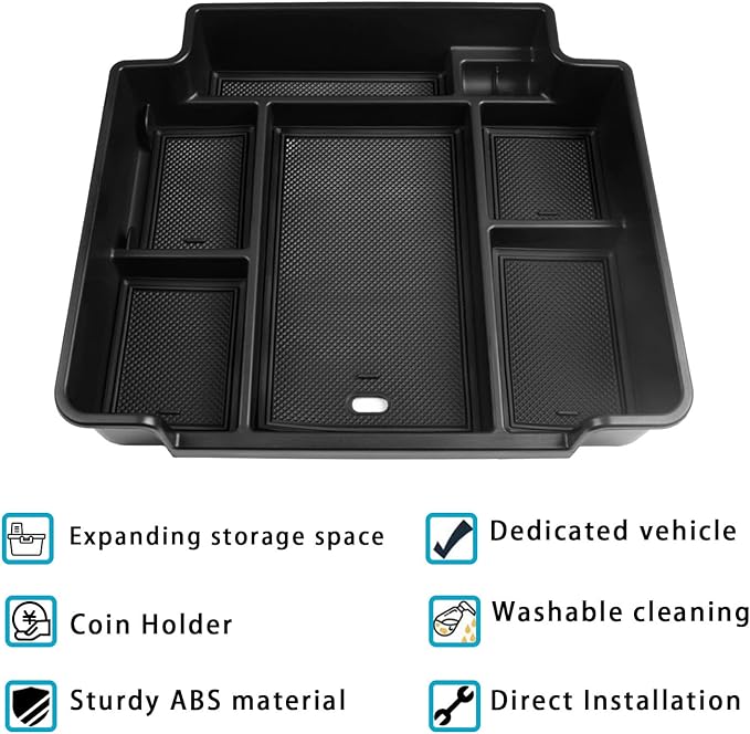 EDBETOS Full Size Center Console Organizer Tray Compatible with 2021-2025 Chevy Tahoe/Suburban and 2021-2024 GMC Yukon, Fit Standard Console with Charging Socket Only, NOT for Power Sliding Console.