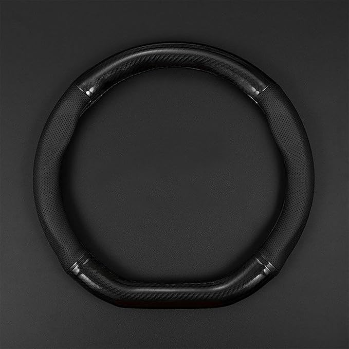 1 Pack Car Breathable Steering Wheel Cover, Wear -Resistant Steering Wheel Sleeve, Carbon Fiber Non-Slip Steering Wheel Protector, Four Seasons Universal Steering Wheel Set (Black #D -Shaped)