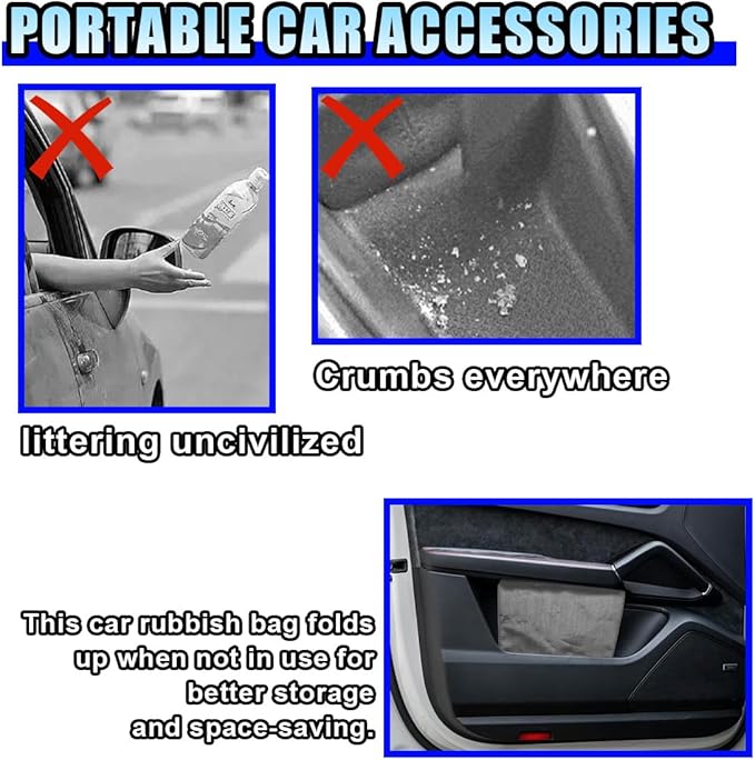 Open-Top Car Trash Can- Waterproof Leakproof Hanging Car Trash Bag Auto Garbage Can for Back Seat Organizer- Large Capacity Storage Bag Auto Garbage Bin Multipurpose for Cars SUV Truck (1PC)