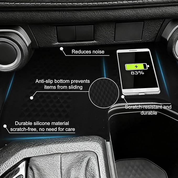 Wireless Charging Anti-Slip Mat Compatible with Accessories 2025 2024, Black Silicone Protective Pad Liner