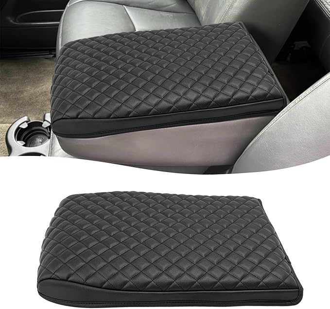 KBH Center Console Armrest Cover for Chevy Silverado & GMC Sierra 1999-2007, Avalanche & Suburban & Tahoe 2002-2006, Vinyl Leather Accessories, Anti-Scratch, Black (Fits Jump Seat Console Only)