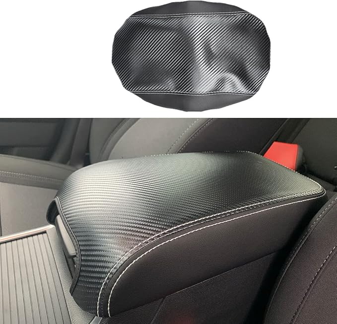 BOYUER Center Console Cover Armrest Leather Pad Cover Compatible with Dodge Charger 2011-2023/Chrysler 300 2015-2023（Carbon Fiber）