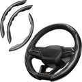 3 Piece Carbon Fiber Steering Wheel Cover, Car Steering Wheel Cover for Men/Women, Anti-Slip, Comfortable Grip, Durable, Universal for 99% Car Interior Accessories (Black)