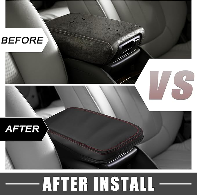 Car Center Console Pad Waterproof Armrest Seat Box Cover Protector Black Pad Red Line for Nissan Sentra 2013-2019