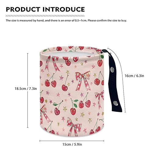 Brosoneto Car Trash Can Pink Cherry Bow Collapsible Portable Small Car Garbage Bin for Front Seat, Back Seat, Floor, Headrest Rubbish Bin Universal for SUV Trucks