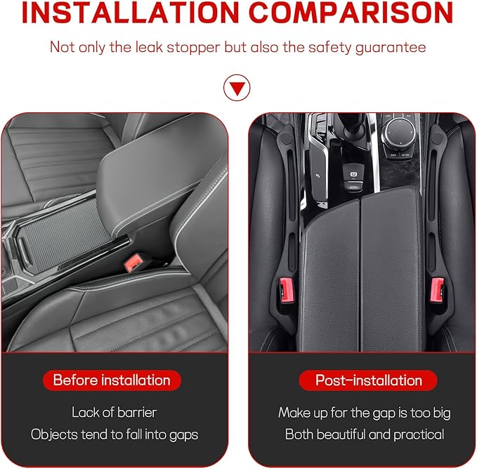 2 PCS Car Seat Gap Filler, Car Gap Filler Organizer to Fill The Gap Between Seat and Console, Auto Seat Crevice Blocker Stop Things from Dropping, Essential Car Interior Accessories