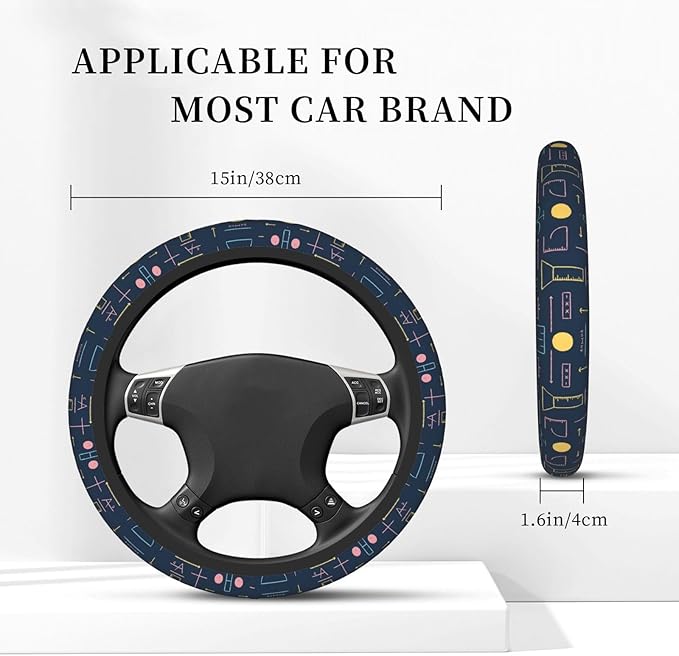 Math Equation Universal Fit Steering Wheel Cover for Car, Truck, and SUV, Durable Steering Wheel Protection