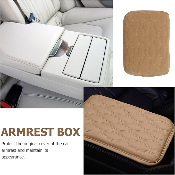 Car Center Console Armrest Cushion Pad Memory Foam Auto Armrest Cover for Fit Stylish Beige Protection Scratch and Damage Resistant