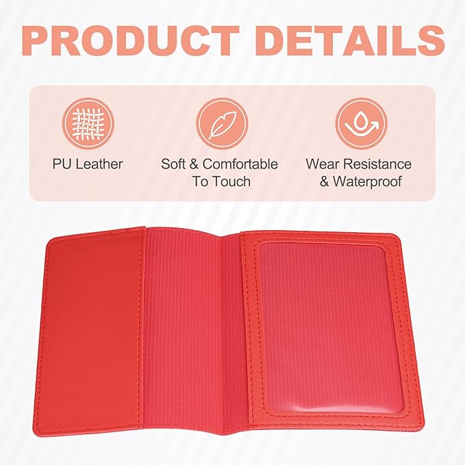 HARFINGTON Car Registration and Insurance Holder 5.51" x 4.13" PU Leather Vehicle Glove Box Organizer Storage Accessories Men Women Car ID Holder for License ID Card Bank Card, Red