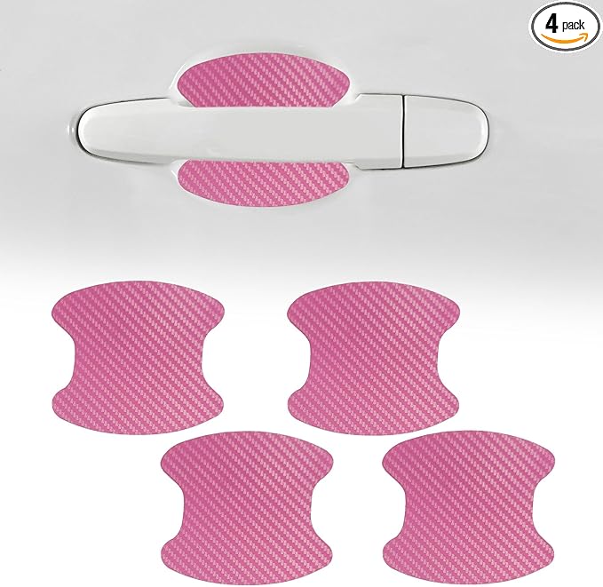 4PCS Car Door Handle Cup Scratch Protector, Car Door Handle Sticker, Scratch Auto Door Protective Film, Car Accessories Car Door Handle Protective Films Universal for Cars (Pink, 4PCS)