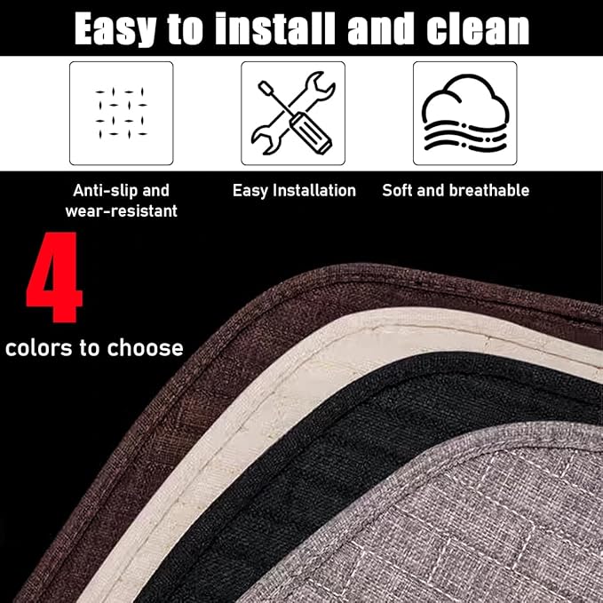 2PCS Car Seat Bottom Cover Pad, Comfortable Auto Front Seat Button Cushion Pad with Pocket, Breathable Vehicle Seat Protector Mat, Universal Truck SUV Van Car Accessories (Black)