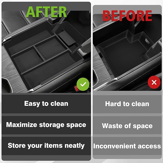 BestEvMod Center Console Organizer Tray Compatible with Chevrolet Silverado EV 2024 2025 Pickup Armrest Storage Box ABS Material with PVC Trim Not Fit ICE or RST Models (Top)