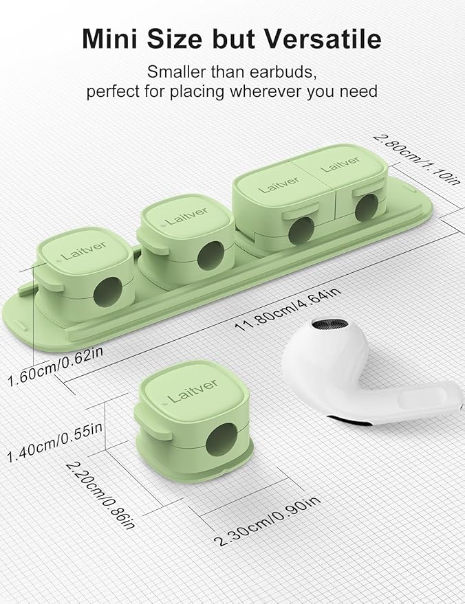 6 Pack Magnetic Cable Clips [1s Open/Lock], Laitver Cord Organizer Holder Strong Adhesive Desk Cable Management- Organize Charging Cords Neatly for Home, Office, Car,Desk, Nightstand-Cyan