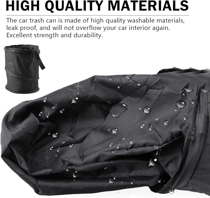 Shakas Car Trash Can, Pop-up Collapsible Car Trash Bin, Waterproof Hanging Car Trash Bag, Portable Foldable Multifunctional Accessories Car Trash Bin (Black)