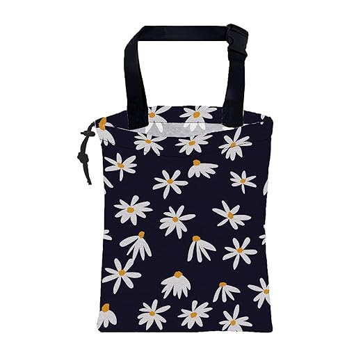 KXWQTRDD Car Garbage Bag Chamomile Flowers Hanging Canvas Car Trash Bag Waterproof Drawstring Car Back Seat Organizer for Car Back Front Seat Console with Adjustable Buckle
