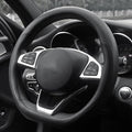 Mihecor D Shaped Steering Wheel Cover, Flat Bottom Car Wheel Cover 14 1/2-15 inch (37-39 cm), Breathable Microfiber Leather, Black