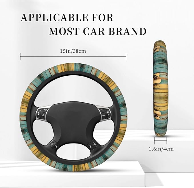 Guitar Wood Universal Fit Steering Wheel Cover for Car, Truck, and SUV, Durable Steering Wheel Protection