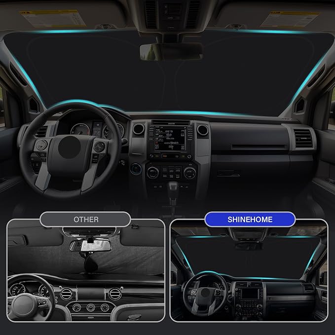 SHINEHOME Car Windshield Sun Shade Compatible with 2016-2023 2024 2025 2026 Toyota Tacoma Accessories Foldable Sunshade Truck Custom Windshield Sun Visor