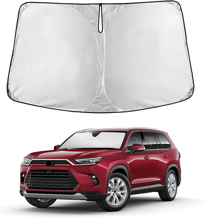 EcoNour Windshield Sun Shade Compatible for Toyota Grand Highlander 2024–2026 | SUV Front Window Sunshade | Foldable Sun Visor Protector | Blocks UV Rays & Reduces Cabin Heat