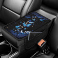 Dreaweet Car Armrest Cover Pad Blue Butterfly Flower Print Center Console Covers with Pockets for Car SUV Truck Sedan,Universal Washable Arm Rest Cover for Car