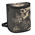 MNSRUU Car Trash Can with Lid, Cat Snuggled Human Skeletal Skull Car Trash Bag Hanging Organizers and Storage for Front Back Seat, Leak-Proof Trash Bin