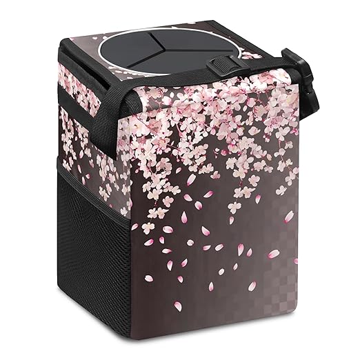 GVGHIDZ Car Trash Can – Multi-Purpose, Lightweight and Portable with Durable Water-Resistant Coating, No Installation Required, Practical and Ample Capacity, Variety of Colors.Pink Falling Petals