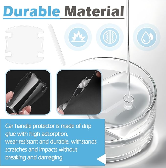 8PCS Car Door Handle Protector Clear,Anti-Scratch Car Door Handle Scratch Protector Stylish Cars Decorations,Self-Adhesive Universal Cars Handles Protectors for Most Vehicles