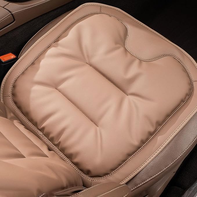 Car Seat Cushions, Skin-Friendly Leather Seat Cushions, Comfort Breathable Scratch Wear-Resistant, Memory Foam Seat Pad for Car, Office or Home Chair (Brown)