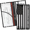 ADUQLZUX Leather Car Registration and Insurance Card Holder, Cute Car Accessories Vehicle Glove Box Car Organizer for Documents, Cards, License Retro American Flag