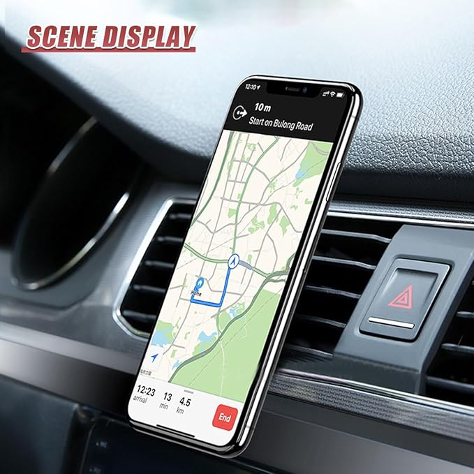 YoRise Magnetic Car Phone Holder, L Type 360° Rotatable Adjustable Car Air Vent Cellphone Mount, No-Hand Clip-On Navigation Bracket, Universal Vehicle Smartphones Stand Accessories (Gold)
