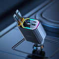 Retractable RGB Light PD 65W 110W Dual USB C Car Charger, 35.43 inches Retractable Cord, Type C Car Charger for iPhone 16/15/14/13/12, Samsung, USB-C MacBook Laptop