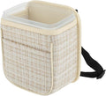 Car Trash Can Portable and Hanging 5.9" Length 4.3" Width 7.5" Height Trash Bin Fabric Beige 1 Pcs