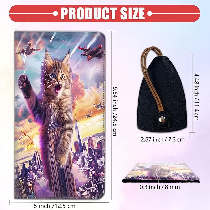 Car Registration Holder, Waterproof PU Leather Vehicle Card Document Glove Box Organizer, Women Interior Auto Accessories Case for Cards, Driver License Car Insurance Holder, Monster Cat Pattern