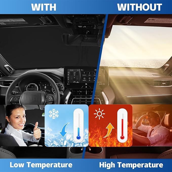 Car Windshield Sunshade for Mazda CX-5 (2018-2021) Foldable Front Window Sun Shade with Storage Bag,Heat Insulation Interior Sun Visor SUV Protection Block UV Rays,Cool Automotive Accessories