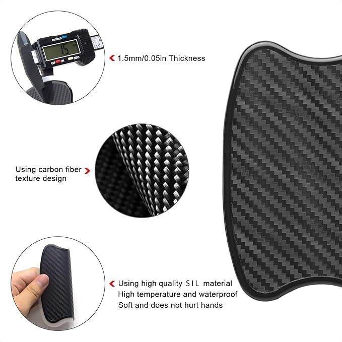 WORCAS 4 Pcs Carbon Fiber 3D Texture Car Door Handle Protector Pad Scratch Resistant Durable Premium Protection for Car Door Handles Prevents Scratches and Wear S Size