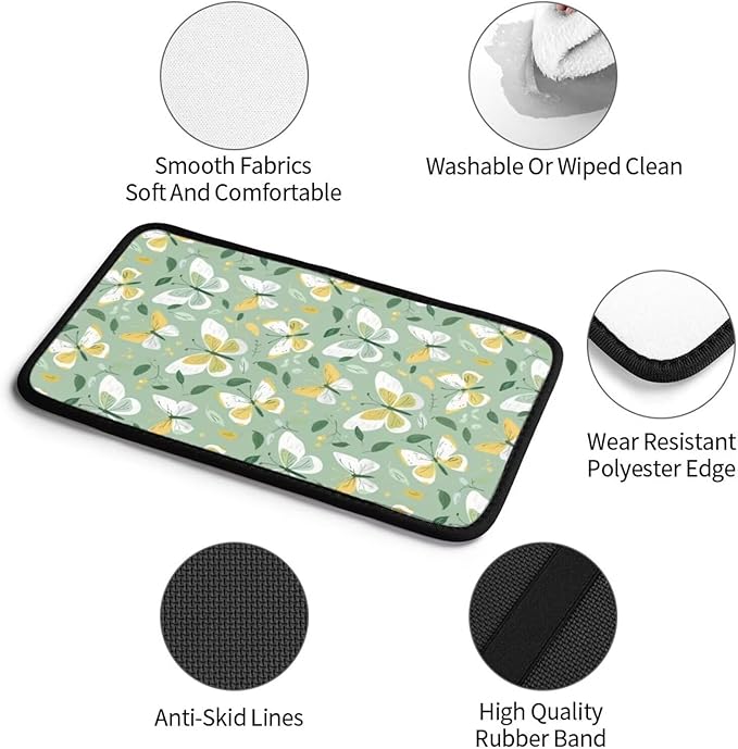 Butterflies Car Center Console Cover Sage Green Butterfly Armrest Cover Pad Cushion Cute Arm Rest Seat Box Protector Cars Decor Accessories