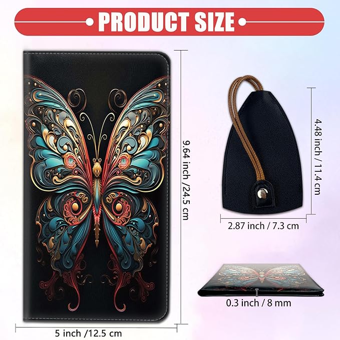Car Document Holder with Magnetic Shut, Car Registration & Insurance Card Holder, Waterproof PU Leather Glove Box Organizer Vehicle Accessories Driver License for Women/Men, Butterfly Pattern