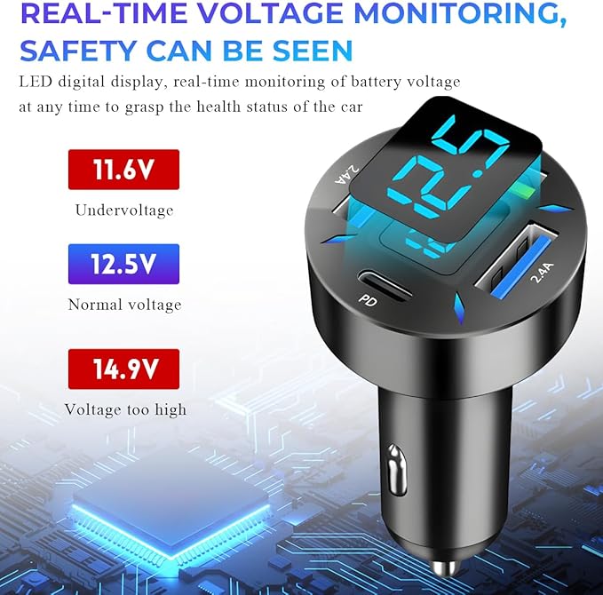 Augeny USB C Car Charger, 4 Port Auto Fast Charger with USB PD & QC 3.0, Cigarette Lighter USB Automotive Adapter Compatible with Most Mobile Cell Phone, Car Accessories (PD+QC 3.0)