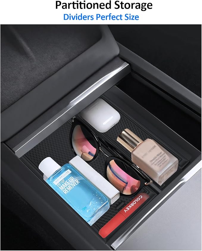 cybtkcar for Tesla Center Console Organizer Model Y Juniper Model 3 Highland Accessories 2025 2026 Upgrade Refreshed Car Organizer Storage Tray Hidden Storage Box Cup Holder Armrest Lower Tray 6PCS