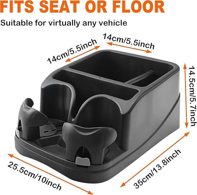 Keyiduid Center Console for Cars, Car Console Organizer with Drink Holder, Console Adjustable Cup Holder for Trucks, Floor Console for Truck, Minivans, Suvs, Vehicle Organizer (Black)