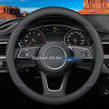 Custom-Fit for Toyota Steering Wheel Cover, Premium Leather Car with Logo, Non-Slip, Breathable, Accessories (A-Style, Toyota)
