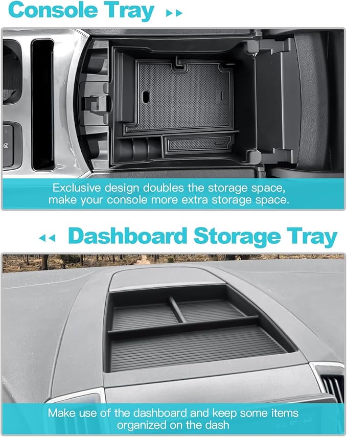 CDEFG 2Pcs for 2021-2024 Edge Center Console Organizer for 2021-2024 Ford Edge Accessories Middle Console Organizer & Dash Storage Dashboard Behind-Screen Tray