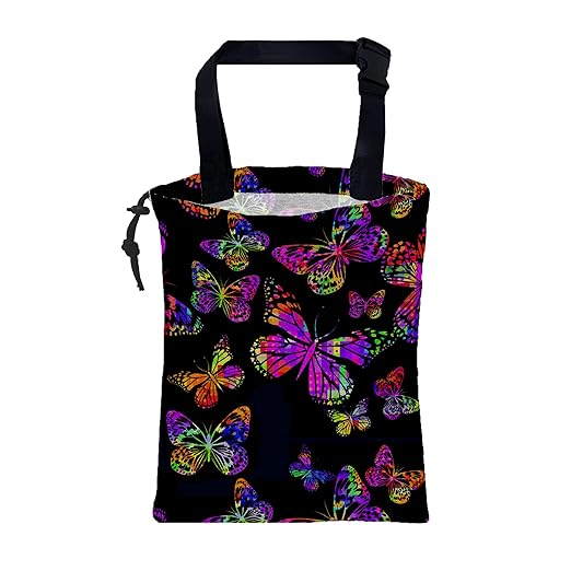KXWQTRDD Car Garbage Bag Watercolor Colorful Butterflies Hanging Canvas Car Trash Bag Waterproof Drawstring Car Back Seat Organizer for Car Back Front Seat Console with Adjustable Buckle