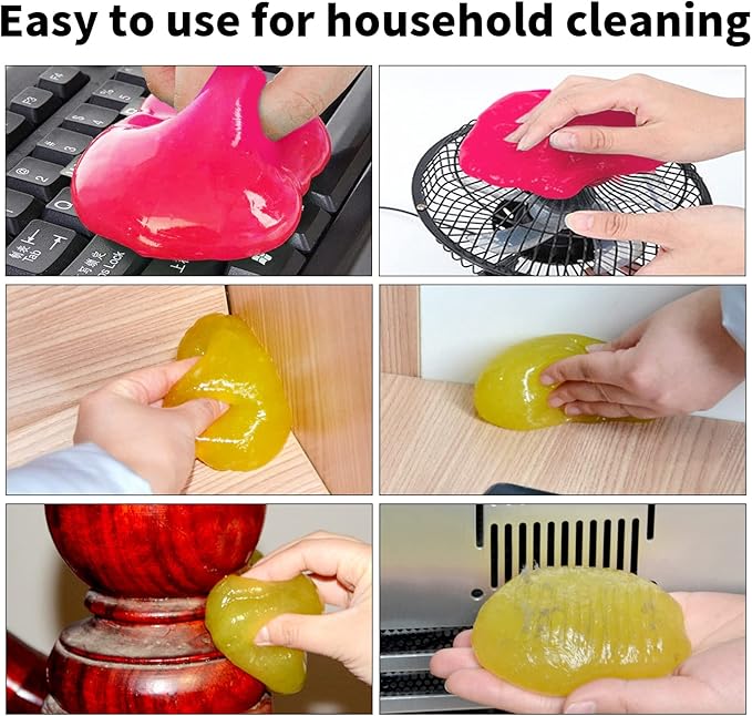 2Packs Cleaning Gel for Car, Cleaning Kit Universal Automotive Dust Car Crevice Cleaner Interior Detail Keyboard Putty Cleaner for Car Air Vents, PC Cleaning (Red+Yellow)