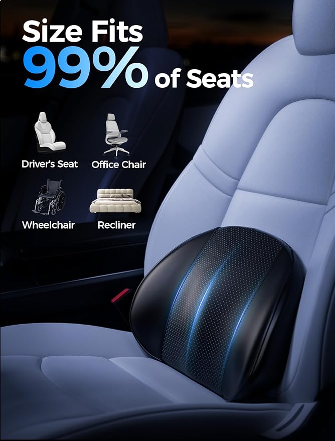 Lumbar Support Pillow for Car, Back Support for Office Chair Lumbar Pillow, Car Lumbar Support for Driving Seat Lower Back Cushion Memory Foam for Office Chair Wheelchair Pain Relief