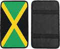 Jamaican Flag Car Center Console Cover, Universal Waterproof Armrest Pad, Soft Comfort Cushion & Scratch-Resistant Protector for Cars, SUVs and Trucks